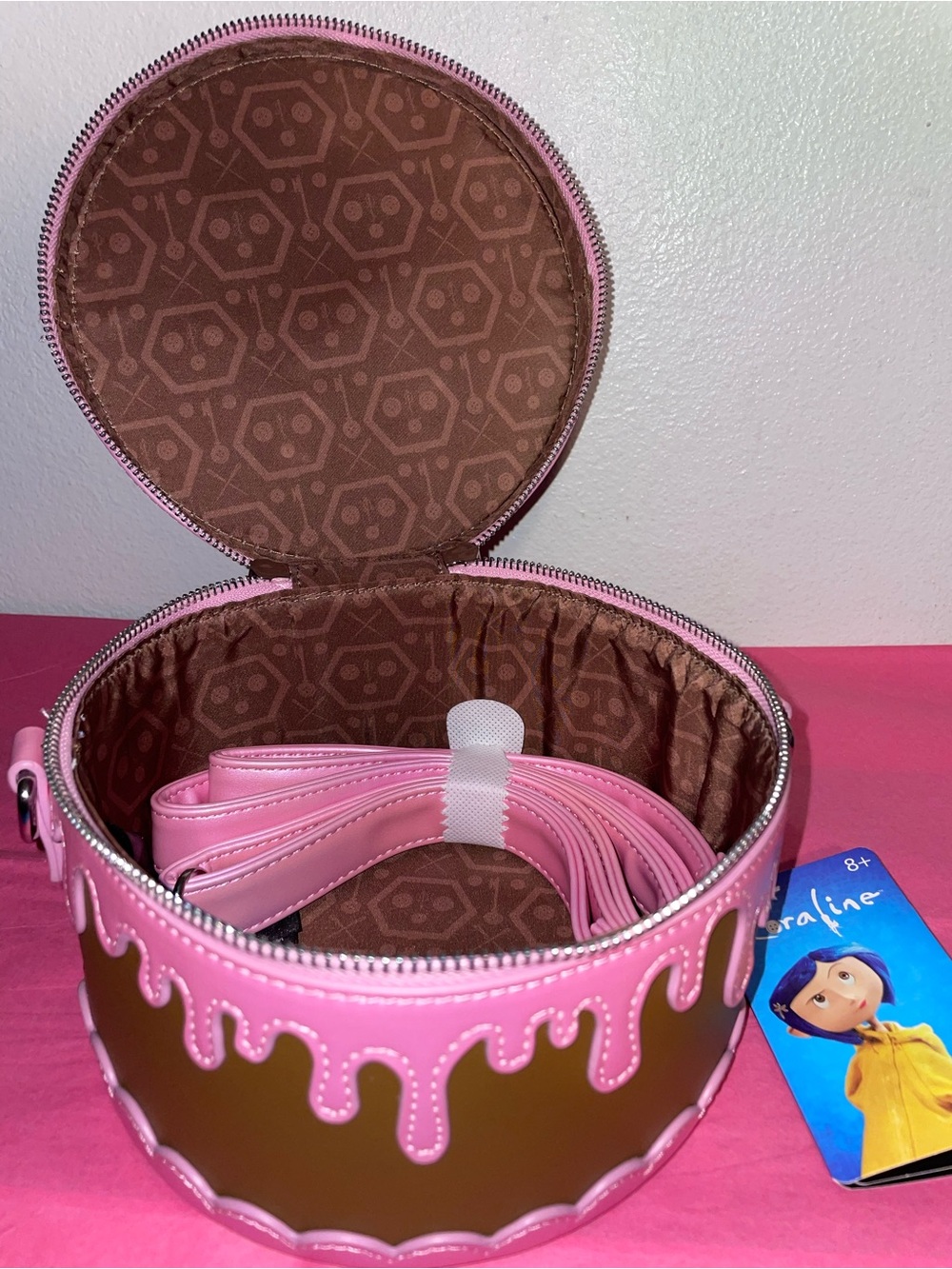 Exclusive Loungefly Coraline Welcome Home! Cake Cosplay Iridescent Crossbody Bag - Picture 8 of 15